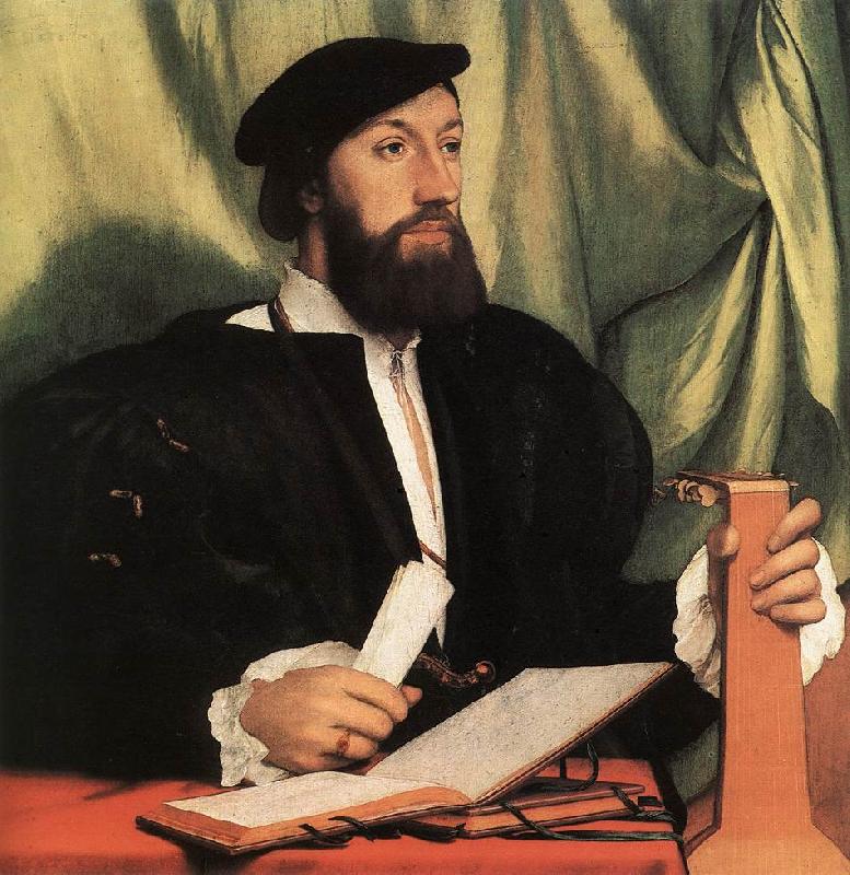 HOLBEIN, Hans the Younger Unknown Gentleman with Music Books and Lute sf Sweden oil painting art